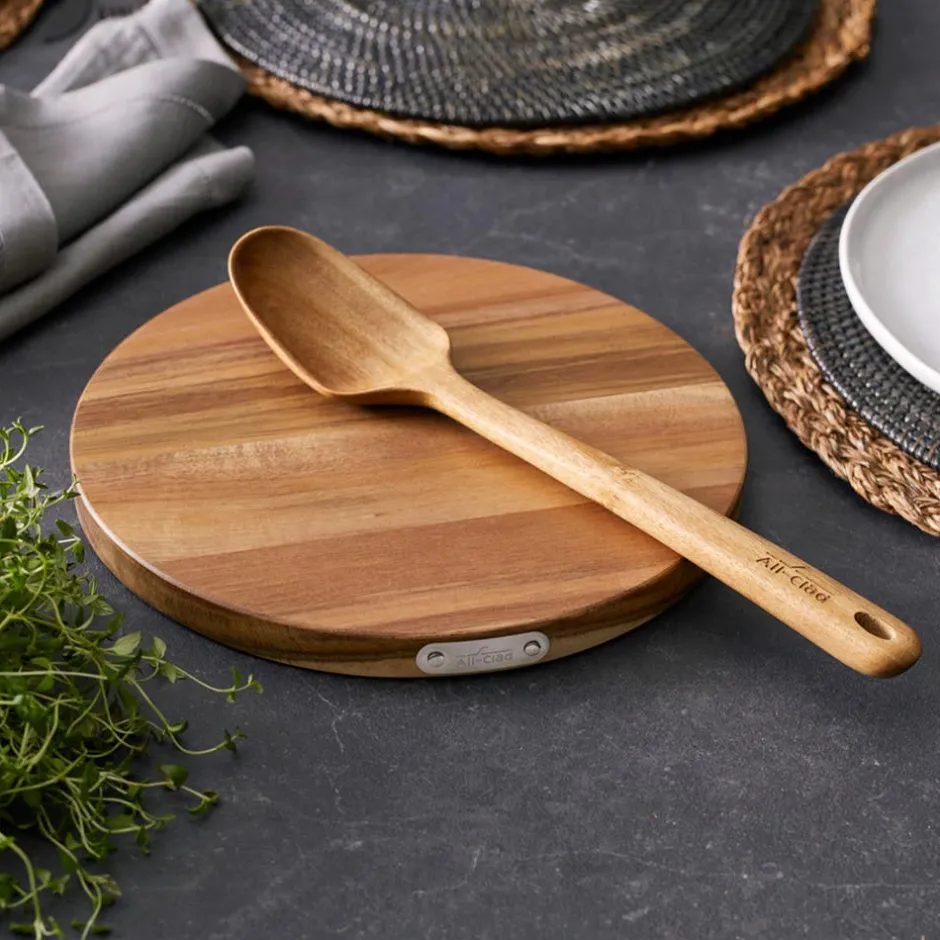 All-Clad Acacia Wood Trivet and Spoon; 2 Piece Set