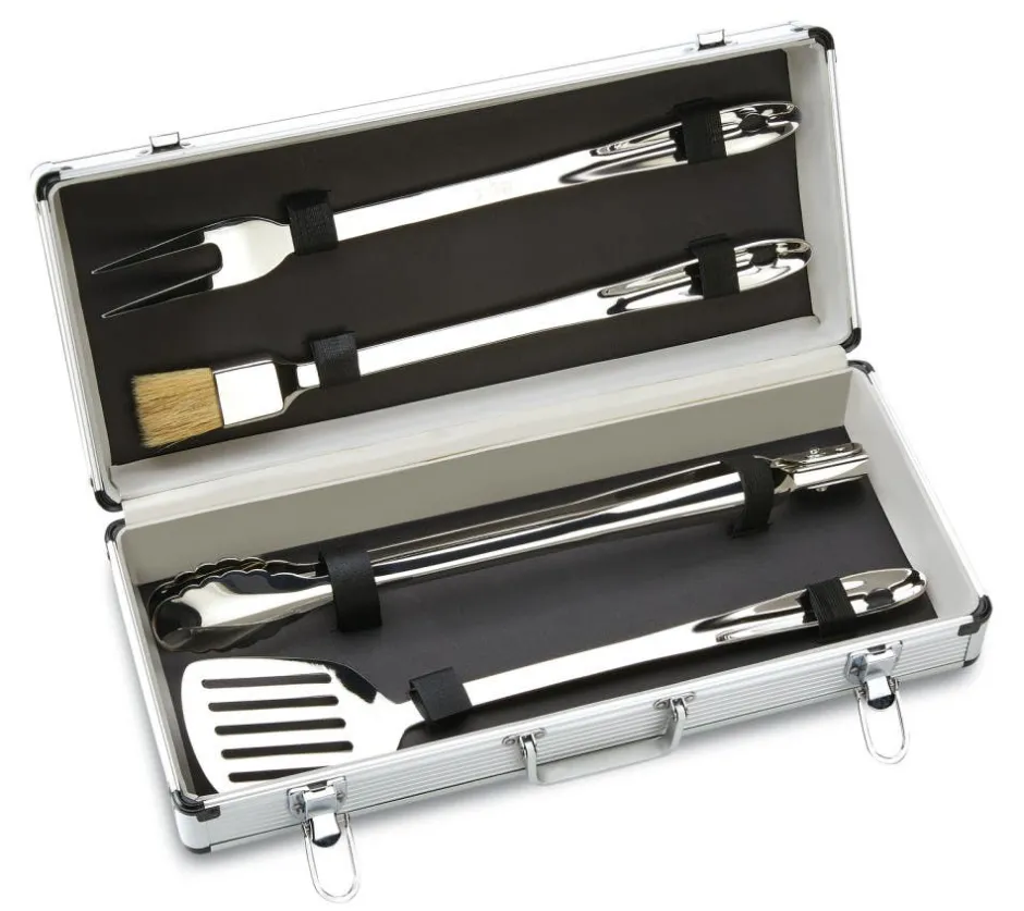 All-Clad BBQ Tool Set With Case, 4 Piece Stainless Steel Grill Tool Set