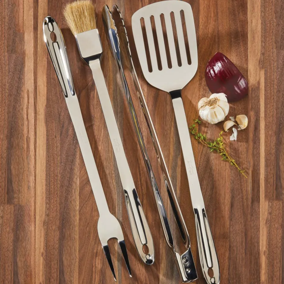 All-Clad BBQ Tool Set With Case, 4 Piece Stainless Steel Grill Tool Set