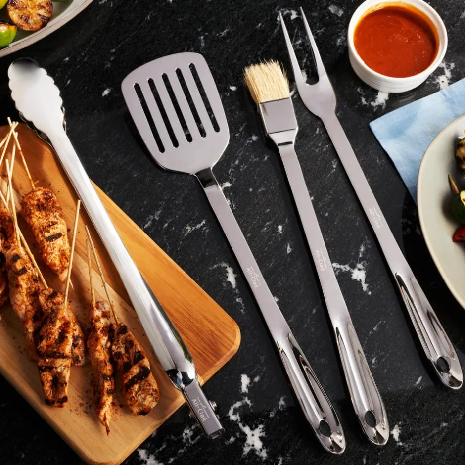 All-Clad BBQ Tool Set With Case, 4 Piece Stainless Steel Grill Tool Set