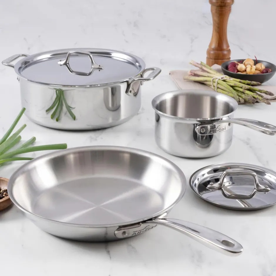 All-Clad D3 Everyday Stainless 3-Ply Bonded Cookware, 5 Piece Set |