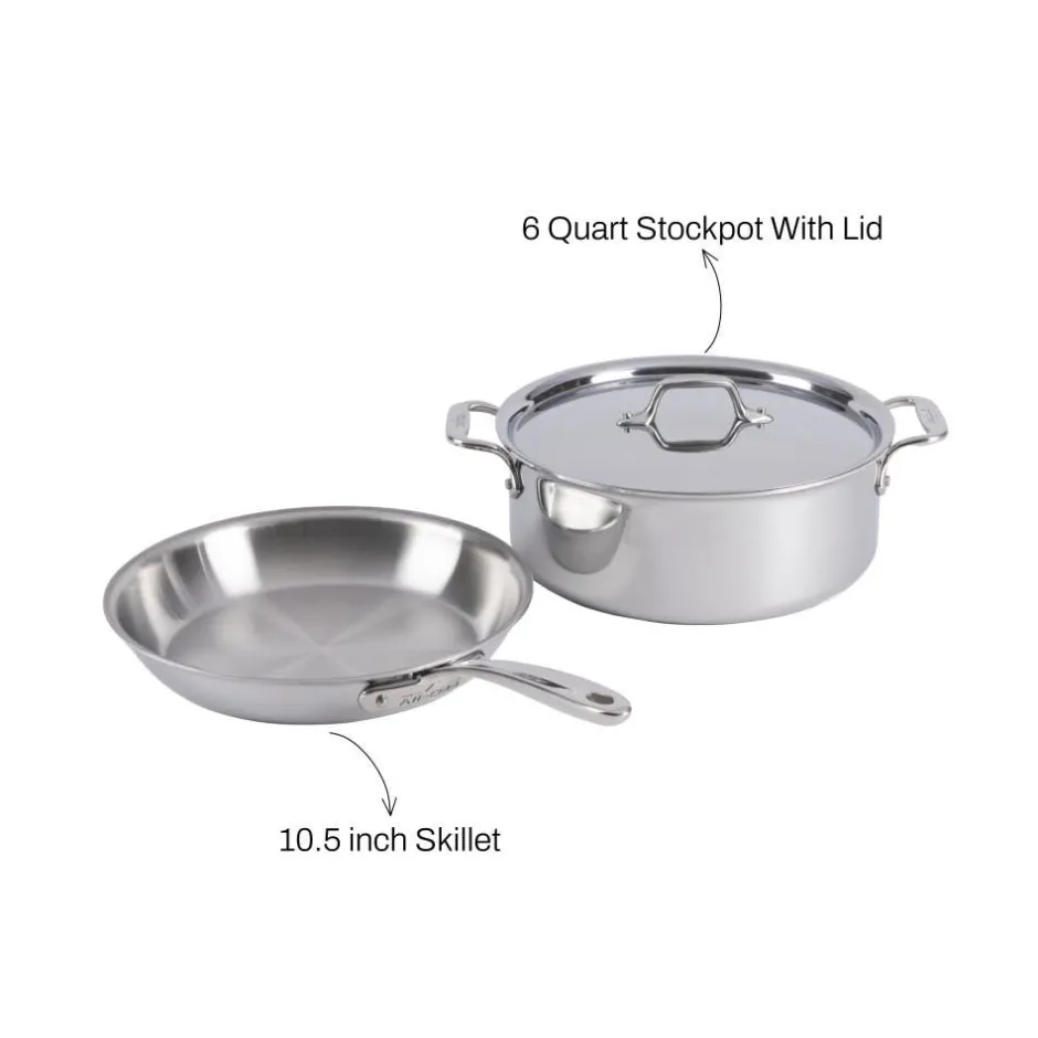 All-Clad D3 Stainless Everyday, 3 Piece Pots and Pans Cookware Set