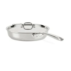 All-Clad D3 Stainless Everyday 3-ply Bonded Cookware, Sauté Pan with lid, 3 quart