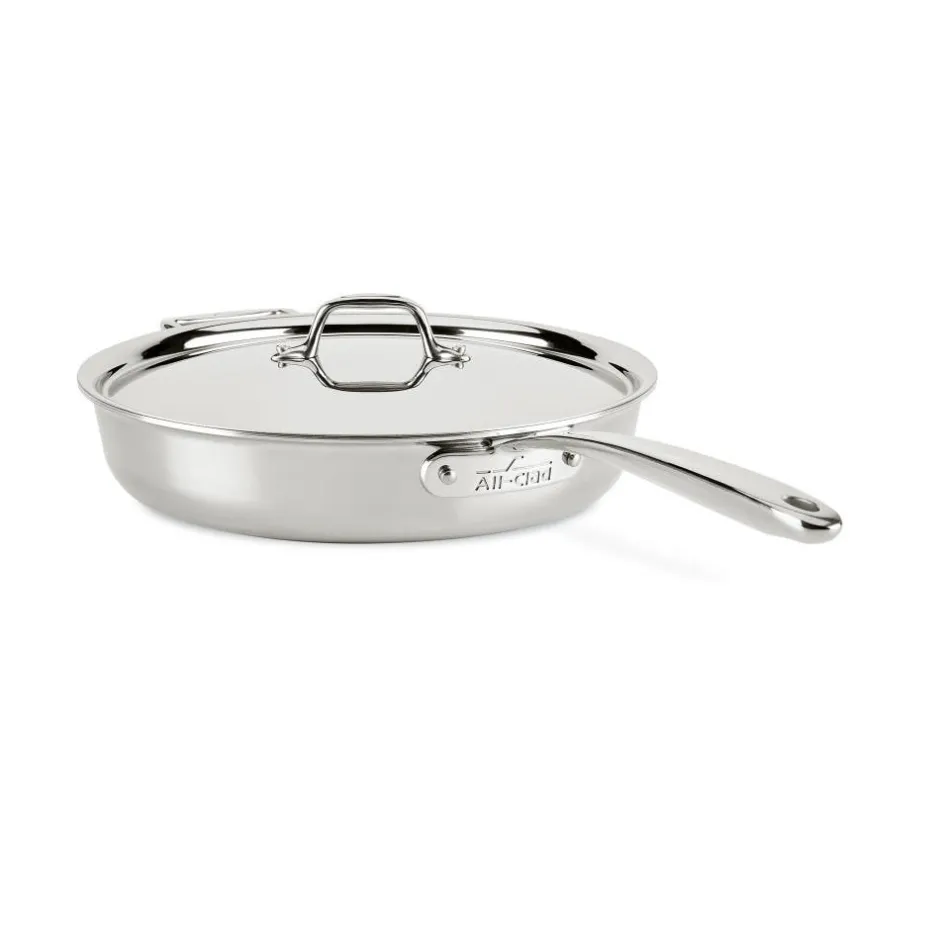 All-Clad D3 Stainless Everyday 3-ply Bonded Cookware, Sauté Pan with lid, 3 quart
