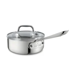 All-Clad D3 Stainless Everyday 3-ply Bonded Cookware, Sauce Pan with Glass lid, 1.5 quart
