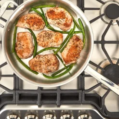 All-Clad D3 Stainless Everyday 3-ply Bonded Cookware, Sauté Pan with lid, 3 quart