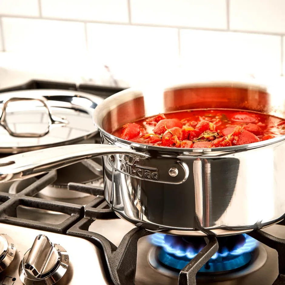 All-Clad D3 Stainless Everyday 3-ply Bonded Cookware, Sauce Pan with lid, 3 quart