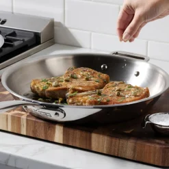 All-Clad D3 Stainless Everyday 3-ply Bonded Cookware; Skillet with Lid; 12.5 inch
