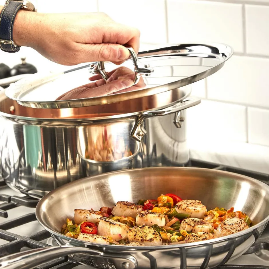 All-Clad D3 Stainless Everyday 3-ply Bonded Cookware, Sauté Pan with lid, 3 quart