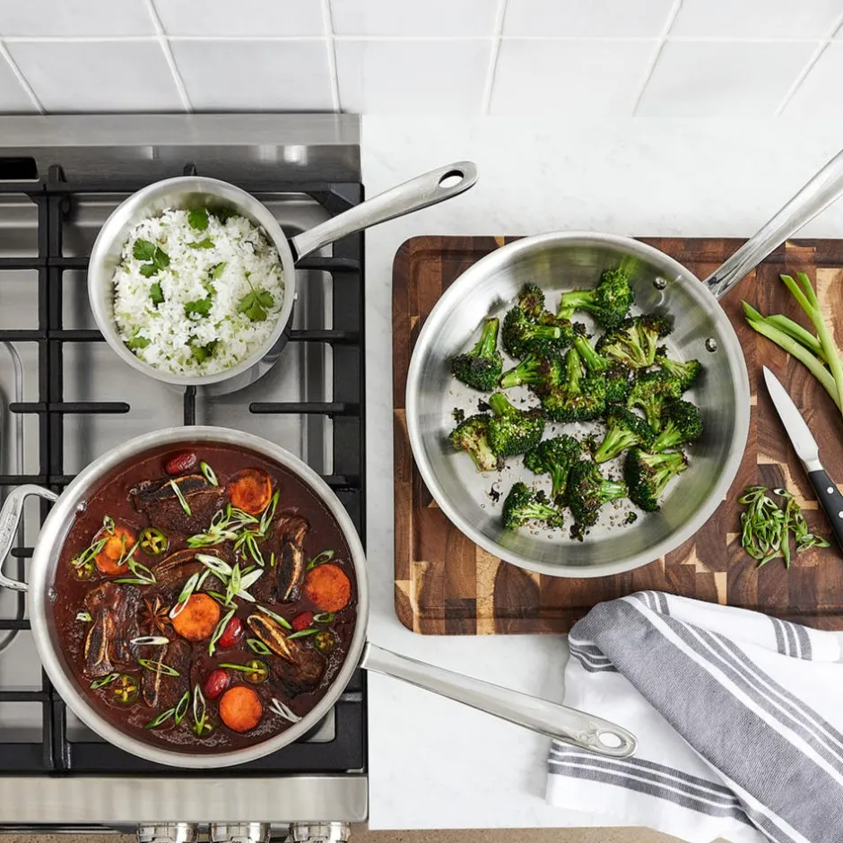 All-Clad D3 Stainless Everyday 3-ply Bonded Cookware, Sauce Pan with Glass lid, 1.5 quart