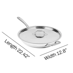 All-Clad D3 Stainless Everyday 3-ply Bonded Cookware; Skillet with Lid; 12.5 inch