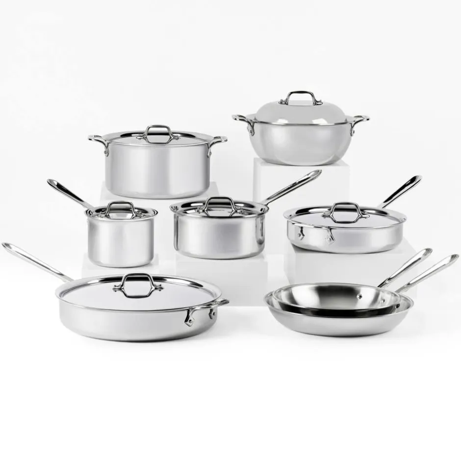 All-Clad D3 Stainless 3-ply Bonded Cookware Set, 14 piece Set