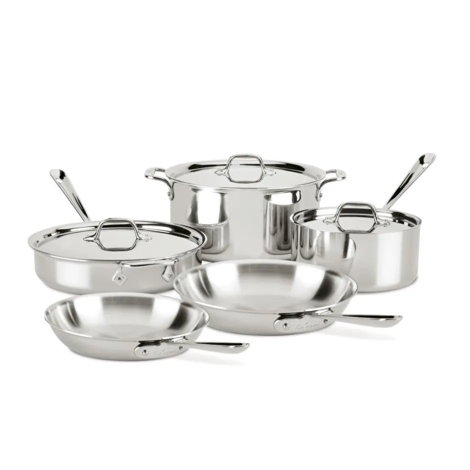 All-Clad D3 Stainless 3-Ply Bonded Cookware Set, 8 Piece Set