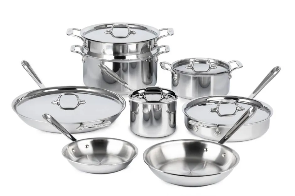 All-Clad D3 Stainless 3-ply Bonded Cookware Set, 13 piece Set