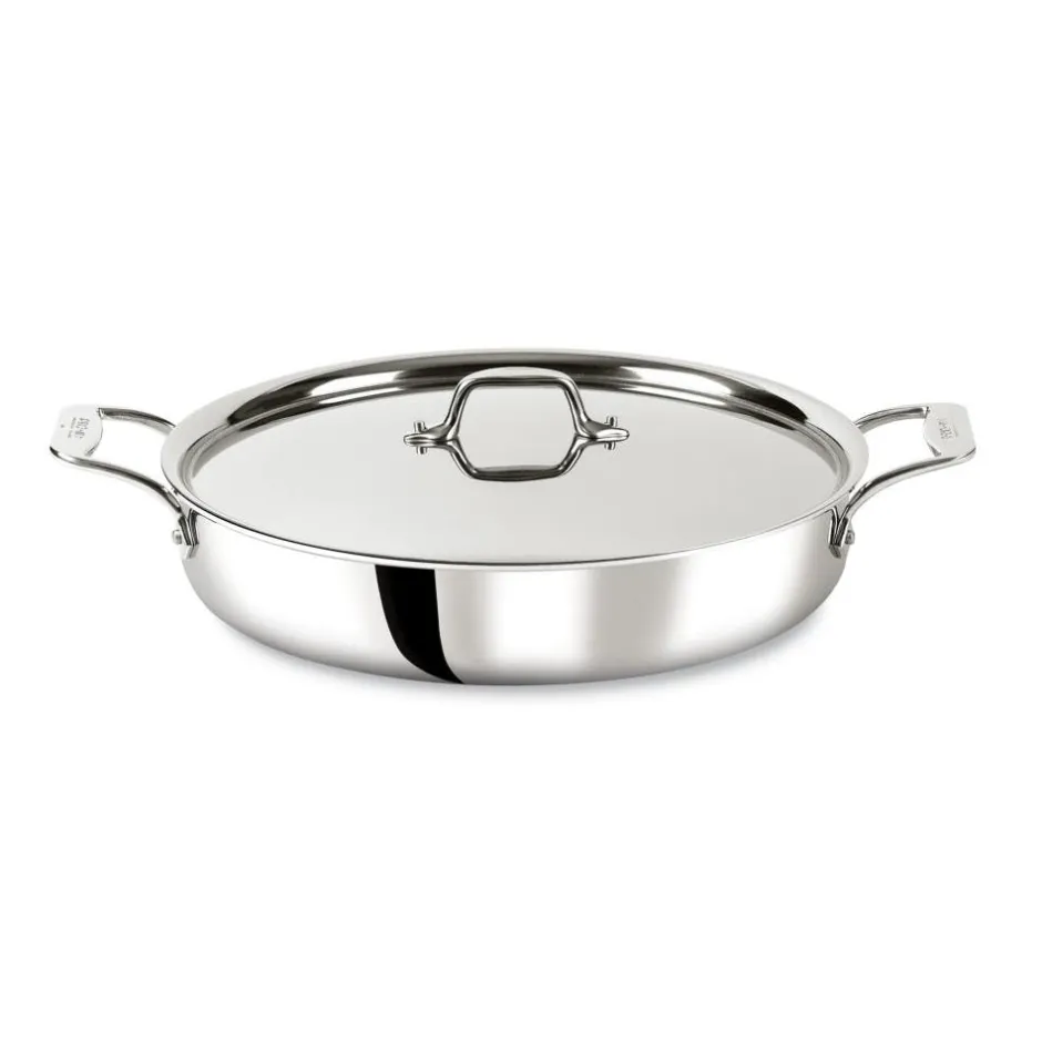 All-Clad D3 Stainless 3-ply Bonded Cookware, Mother of All Pans with lid, 6 quart