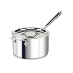 All-Clad D3 Stainless 3-Ply Bonded Cookware, Sauce Pan with Lid, 4 quart