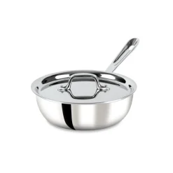 All-Clad D3 Stainless 3-ply Bonded Cookware, Saucier with lid, 2 quart