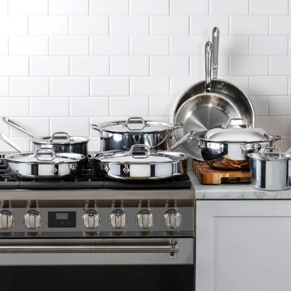 All-Clad D3 Stainless 3-ply Bonded Cookware Set, 14 piece Set