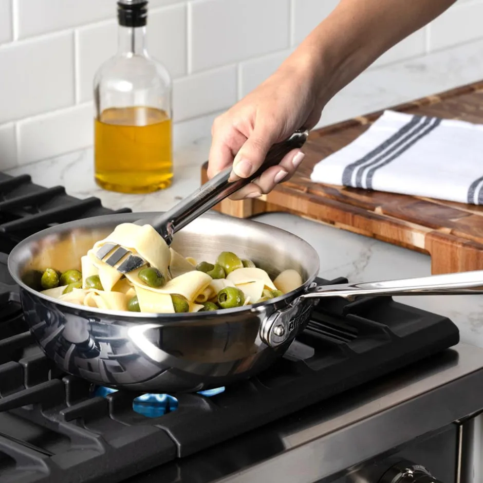 All-Clad D3 Stainless 3-ply Bonded Cookware, Saucier with Whisk, 2 quart