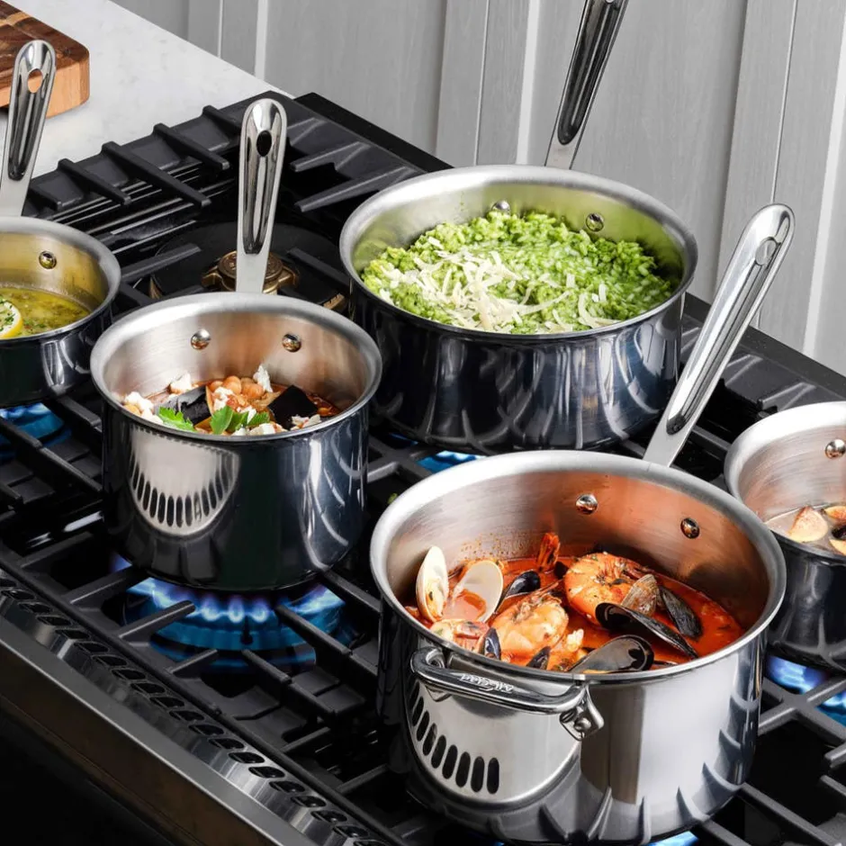 All-Clad D3 Stainless 3-Ply Bonded Cookware, Sauce Pan with Lid, 3 quart