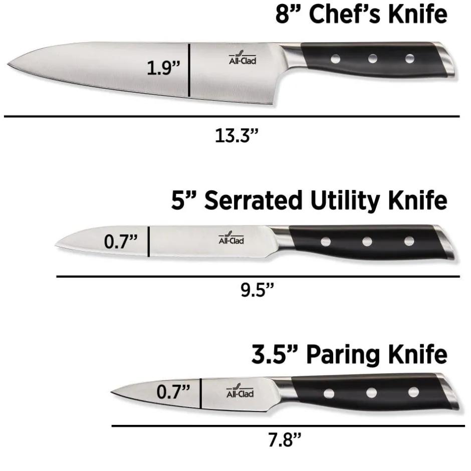 All-Clad Forged Knives | Starter Knife Set | 3 Piece Knife Set |