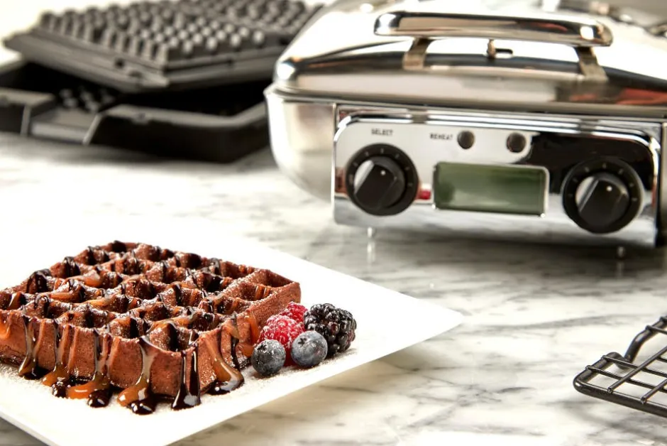 All-Clad Gourmet Stainless Steel Digital Waffle Maker with Removable Plates; 4 slice