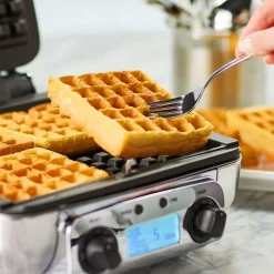 All-Clad Gourmet Stainless Steel Digital Waffle Maker with Removable Plates; 4 slice