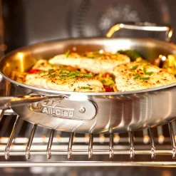 All-Clad 14-Inch Fry Pan with Lid / D5 Brushed Stainless Masterpiece