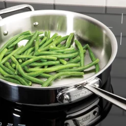 All-Clad 14-Inch Fry Pan with Lid / D5 Brushed Stainless Masterpiece