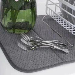 All-Clad 2-Pack Pewter Grey Drying Mat Set / Modern Look and Superior Drying Performance