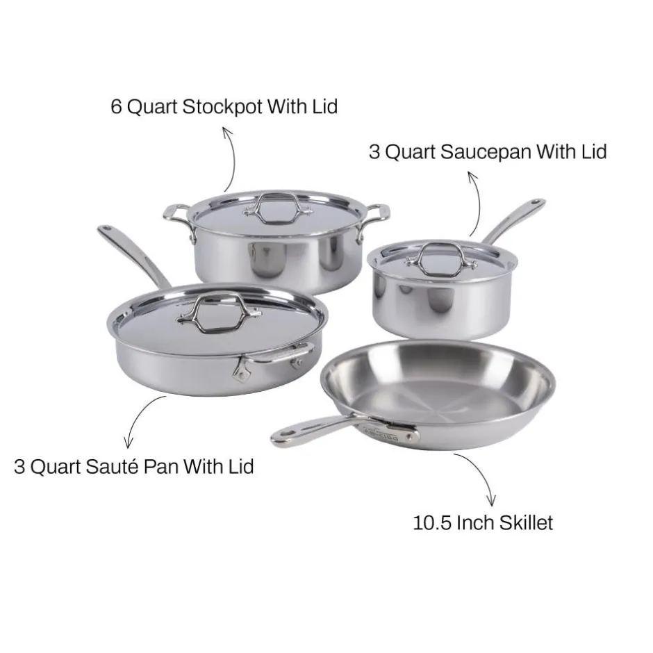 All-Clad 7-Piece Pots and Pans Set / D3 Stainless Everyday Collection