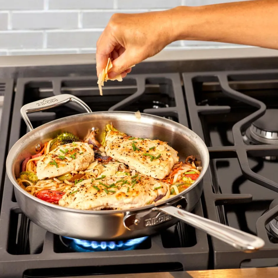 All-Clad 6-Quart Saute Pan with Lid / D5 Brushed Stainless Essential