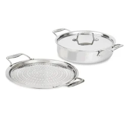 All-Clad 4-Quart sauteuse with Splatter Guard / D5 Brushed Stainless Versatility