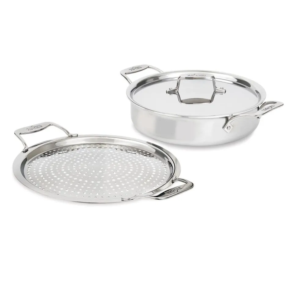 All-Clad 4-Quart sauteuse with Splatter Guard / D5 Brushed Stainless Versatility
