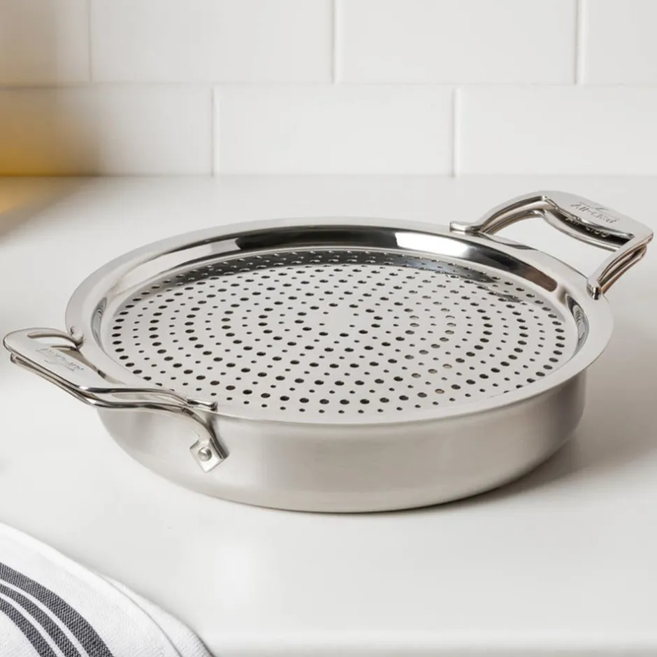 All-Clad 4-Quart sauteuse with Splatter Guard / D5 Brushed Stainless Versatility