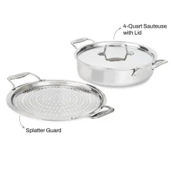 All-Clad 4-Quart sauteuse with Splatter Guard / D5 Brushed Stainless Versatility